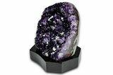 Deep Purple Amethyst Geode With Wood Base - Uruguay #342813-1
